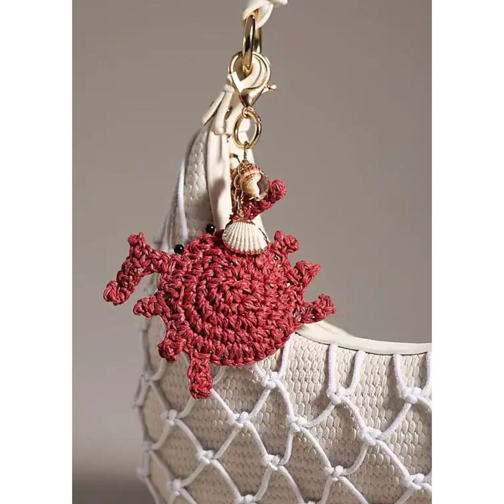 SOLD OUT Anthropologie Raffia Crab Bag Charm